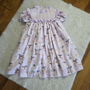 Smockingbird Dress Girls' 7 Halloween Witches Purple Puff Sleeve
